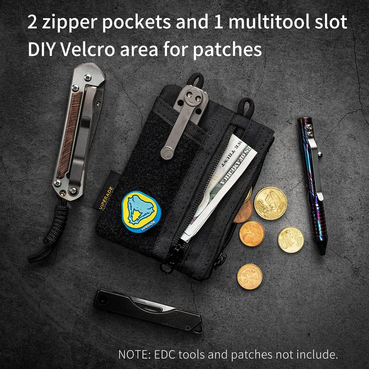 VIPERADE VE18-S Small EDC Pouch | Compact Men’s Organizer with 3 Slots & 2 Zipper Pockets - view 3