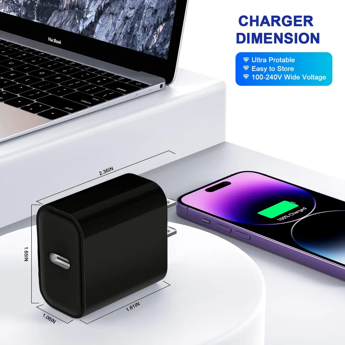 DelTucci 3Pack USB C Wall Chargers 20W | Fast Charging for iPhone & Android (70-120c) - view 5