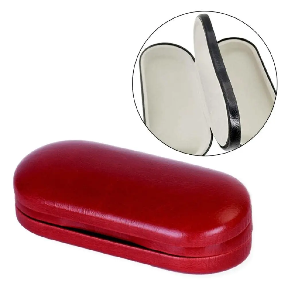 WANGFUFU Portable Glasses Case - Double Layer Holder for 2 Pair of Glasses | Compact, Dual Layer, Red/Black - main product image