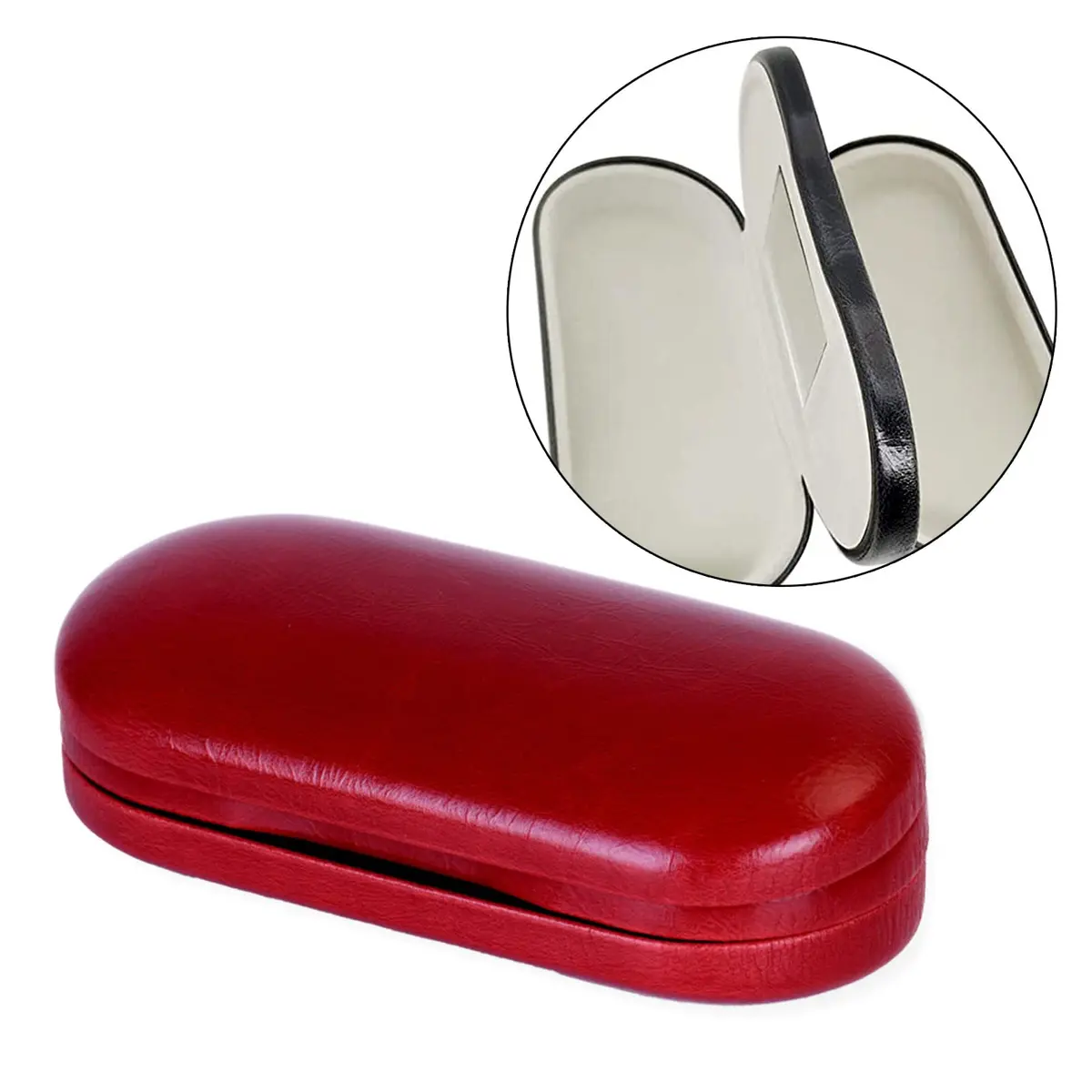 WANGFUFU Portable Glasses Case - Double Layer Holder for 2 Pair of Glasses | Compact, Dual Layer, Red/Black - view 8
