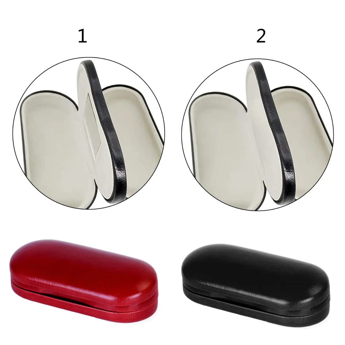 WANGFUFU Portable Glasses Case - Double Layer Holder for 2 Pair of Glasses | Compact, Dual Layer, Red/Black - view 2