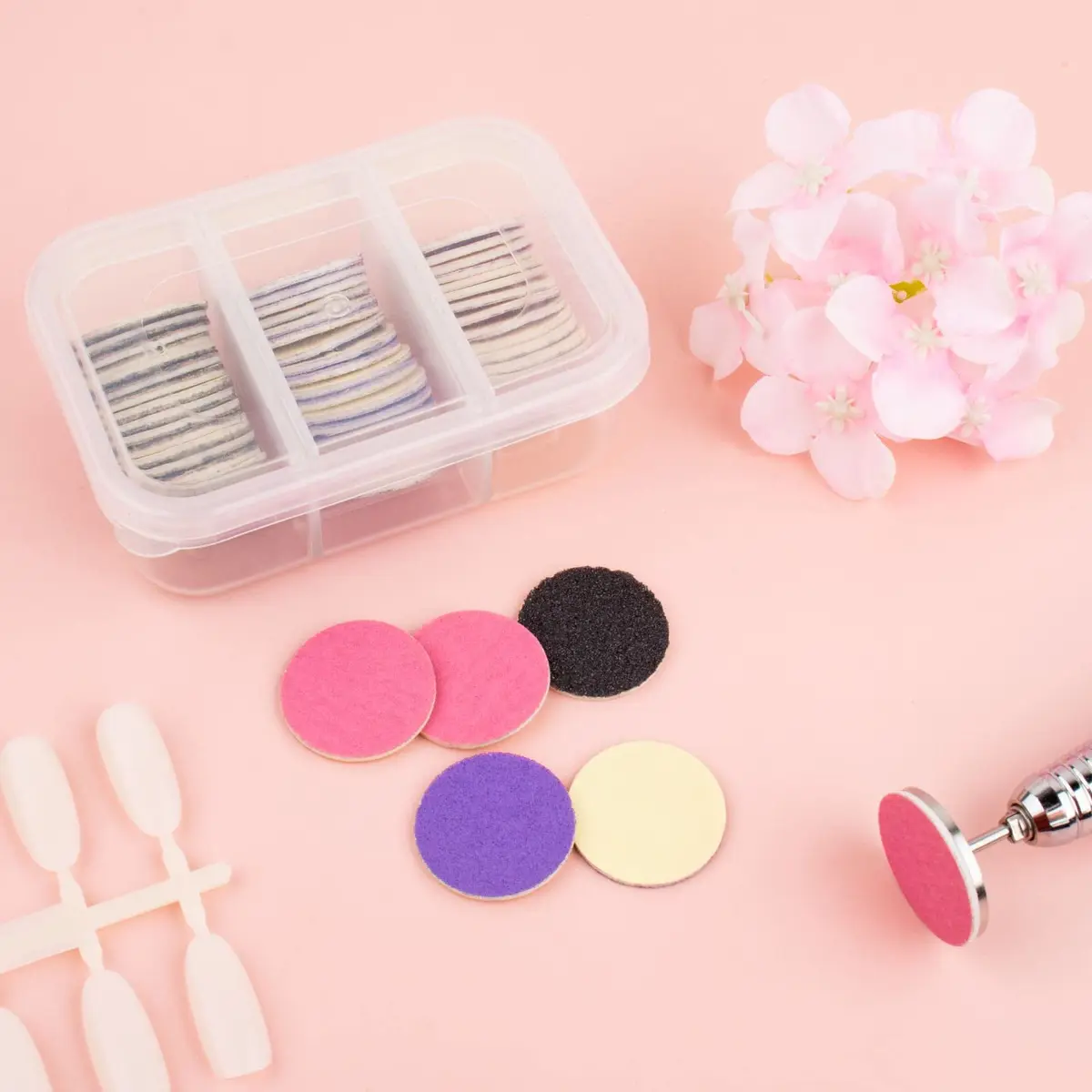 Difenni Metal Nail Drill Bit with Sandpaper Discs 25mm | 60-Piece Set for Manicure Pedicure - view 7