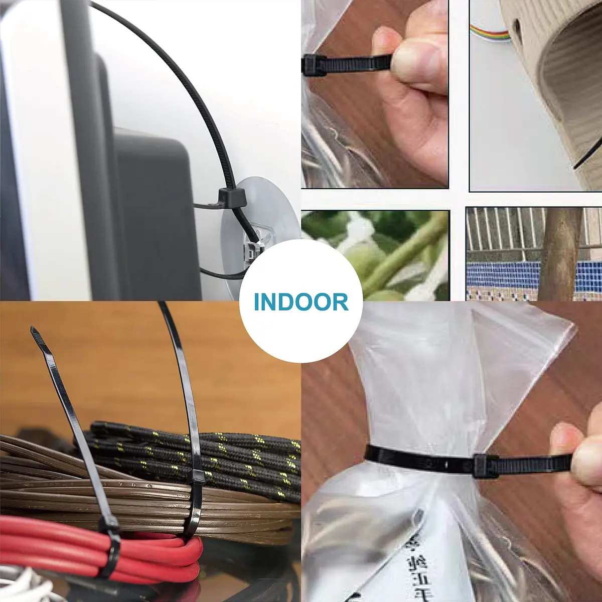 ANOSON Black Zip Ties Assorted Sizes 4"+6"+8"+12" | UV Resistant Nylon, 400 Pack, Indoor & Outdoor Use - view 7