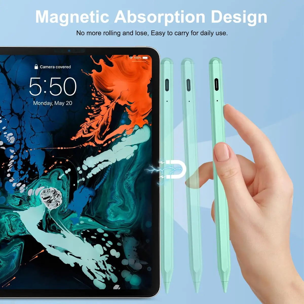 BLEBLE Stylus Pen for iPad 2018-2026 | Fast Charge Apple iPad Pencil-Green - view 6