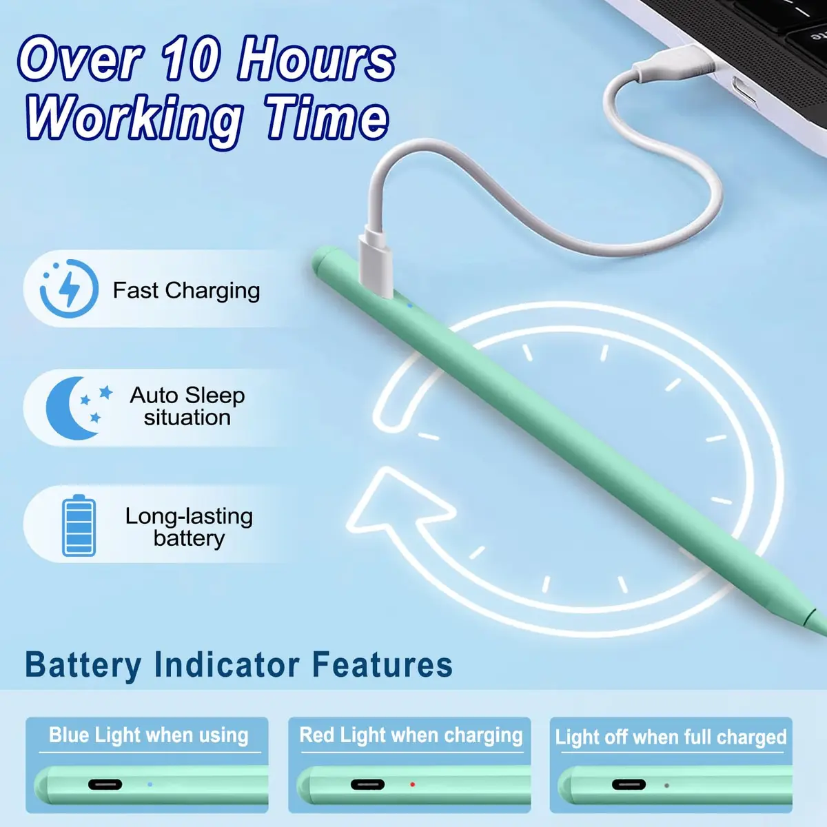 BLEBLE Stylus Pen for iPad 2018-2026 | Fast Charge Apple iPad Pencil-Green - view 2