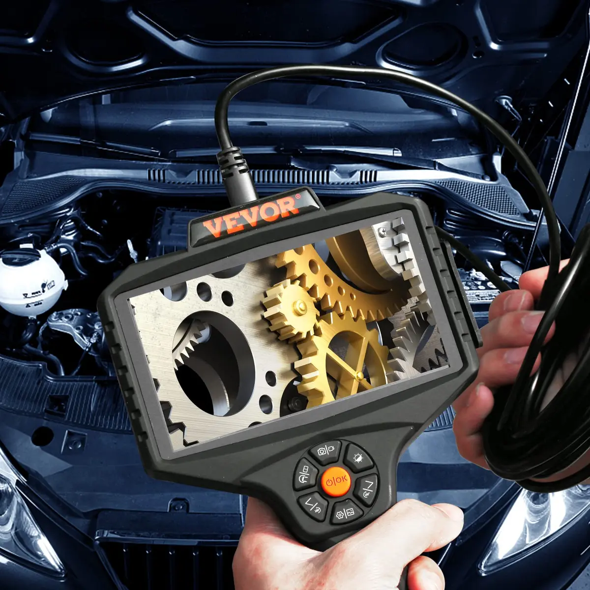 VEVOR Triple Lens Inspection Camera with Light, 5" IPS Screen, 16.5ft Cable, 1080P HD, 8X Zoom, Waterproof IP67, Automotive & Plumbing Use - view 9