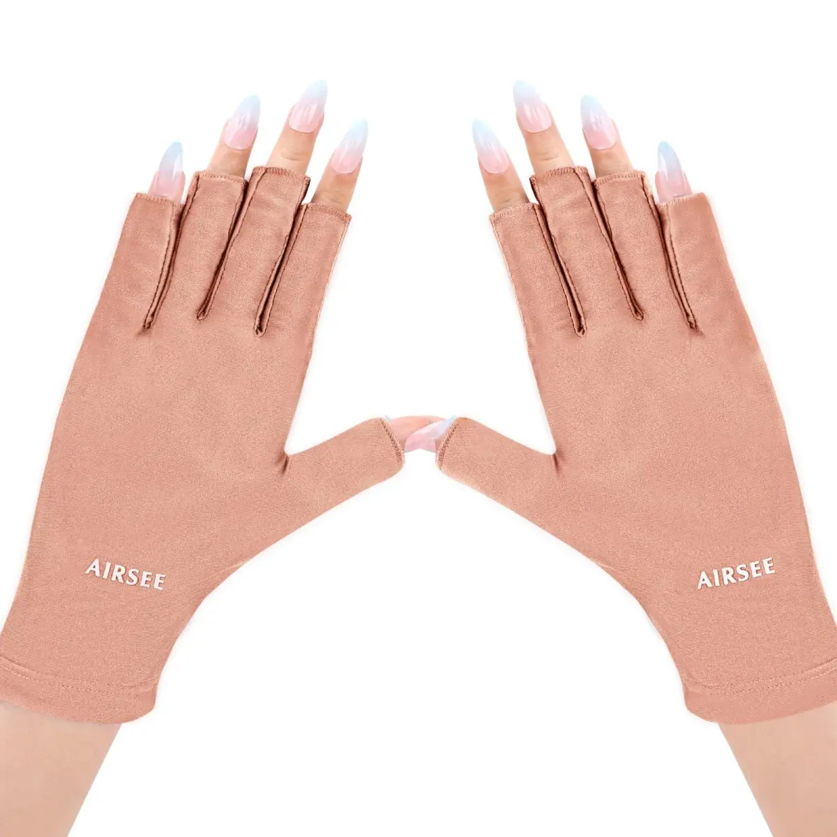 AIRSEE Anti UV Gloves for Nail Lamp, UPF50+ Pink Fingerless Gloves | Blocks 99% UV Rays - main product image