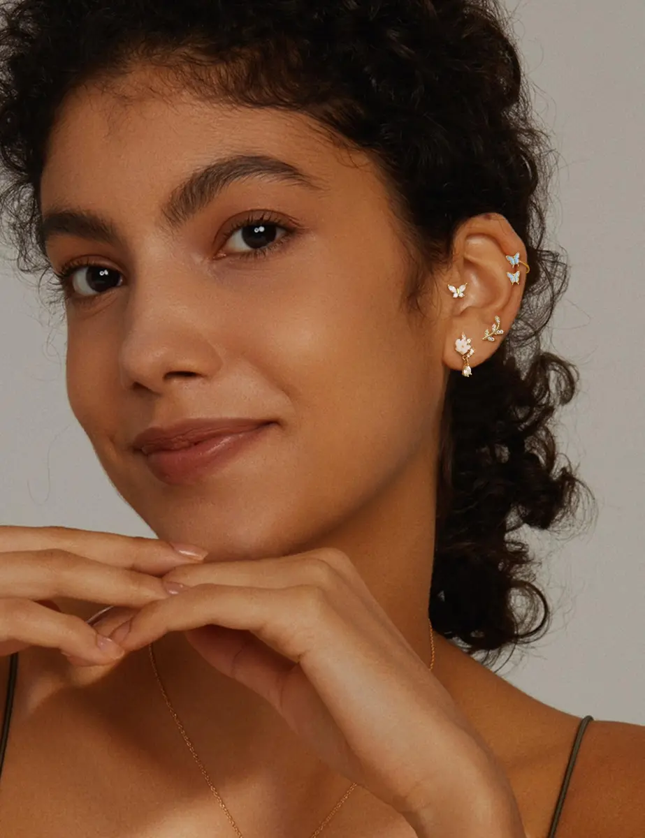 LOLIAS 16 Gauge Flat Back Cartilage Earrings for Women Hypoallergenic Stud | 9 Pcs Stainless Steel Varieties - view 7