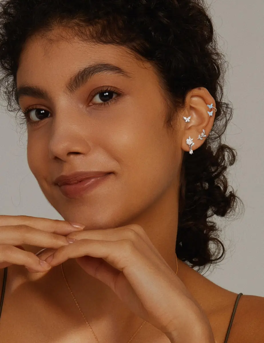 LOLIAS 16 Gauge Flat Back Cartilage Earrings for Women Hypoallergenic Stud | 9 Styles, Silver Tone, 6mm Post - view 7