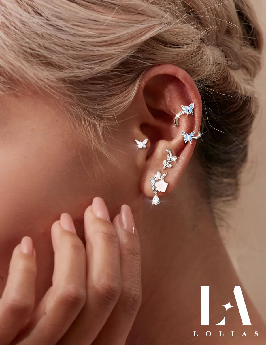 LOLIAS 16 Gauge Flat Back Cartilage Earrings for Women Hypoallergenic Stud | 9 Styles, Silver Tone, 6mm Post - view 4