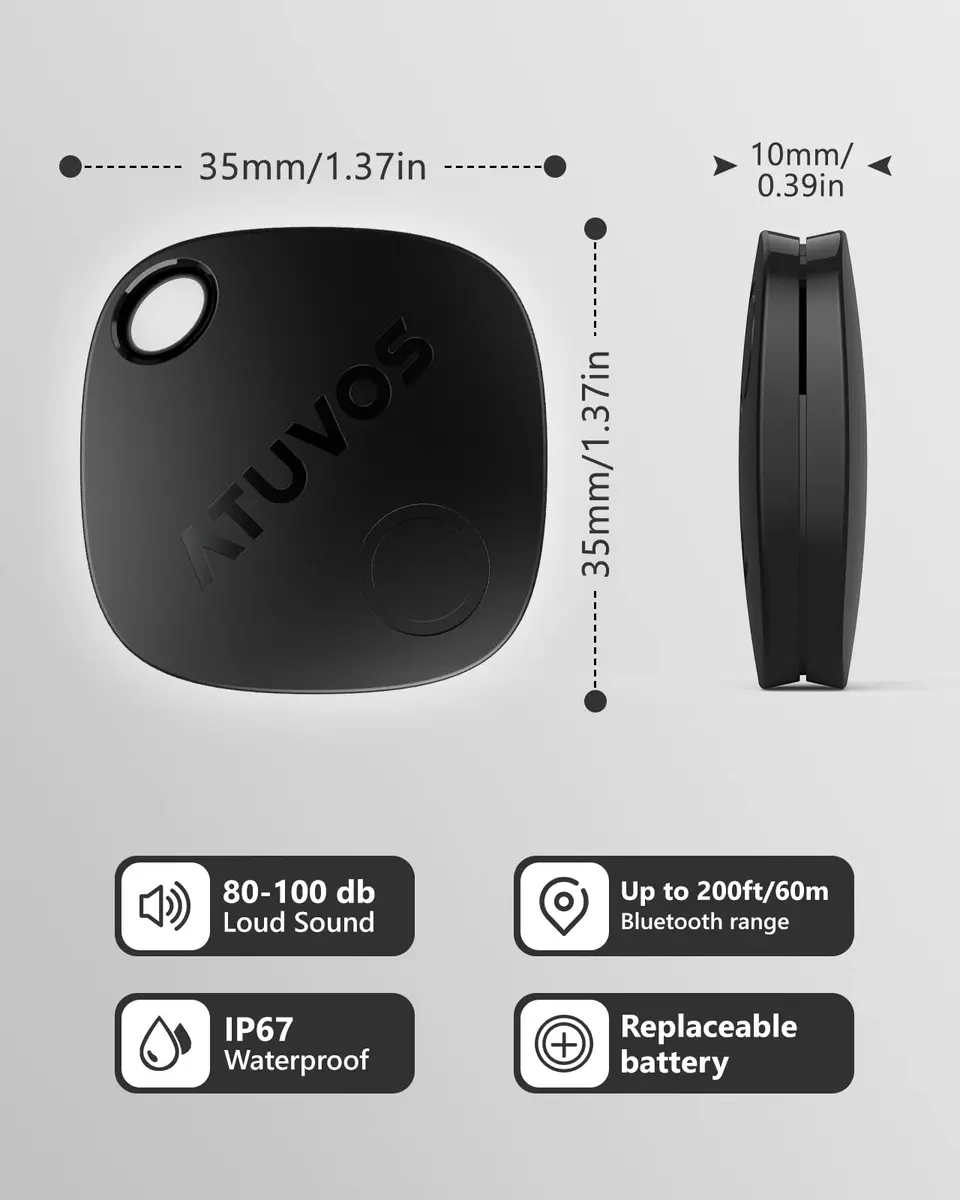ATUVOS Air Tracker Tag-1 Pack for iOS | Bluetooth Luggage & Keys Finder, Replaceable Battery, IP67 Water-Resistant - view 9