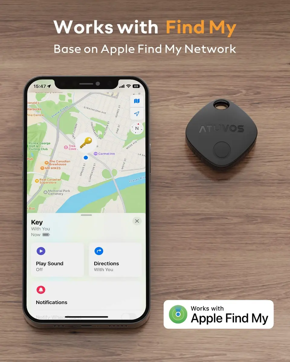 ATUVOS Air Tracker Tag-1 Pack for iOS | Bluetooth Luggage & Keys Finder, Replaceable Battery, IP67 Water-Resistant - view 2