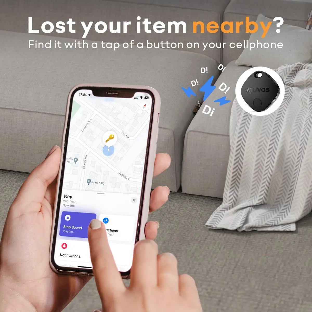 ATUVOS Air Tracker Tag-1 Pack for iOS | Bluetooth Luggage & Keys Finder, Replaceable Battery, IP67 Water-Resistant - view 3