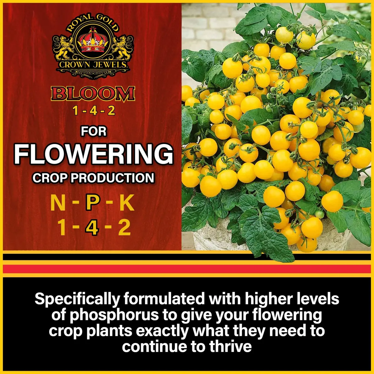 Royal Gold Crown Jewels Organic Bloom 1-4-2 Fertilizer 4.54kg | Vigorous Blossoms & Plant Growth - view 4