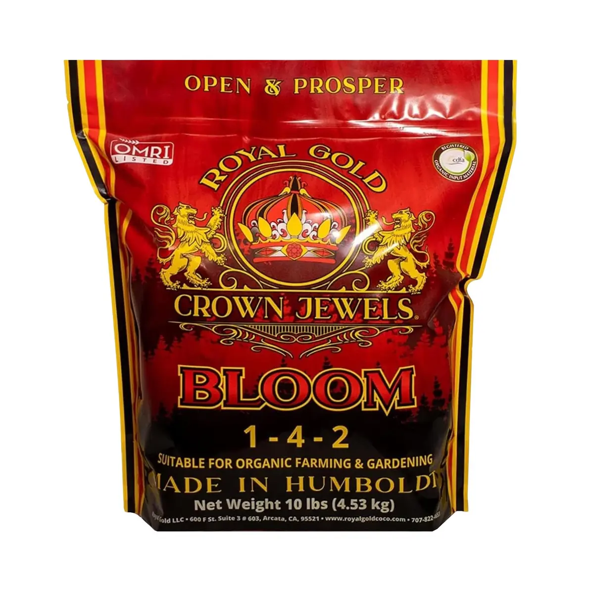 Royal Gold Crown Jewels Organic Bloom 1-4-2 Fertilizer 4.54kg | Vigorous Blossoms & Plant Growth - main product image