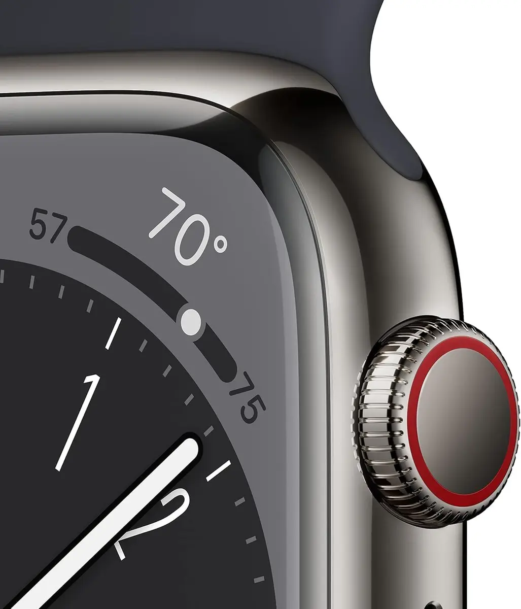 Apple Watch Series 8 (GPS+Cellular, 45mm) Graphite Stainless Steel Case with Midnight Sport Band M/L | Advanced Health & Safety Features - view 4