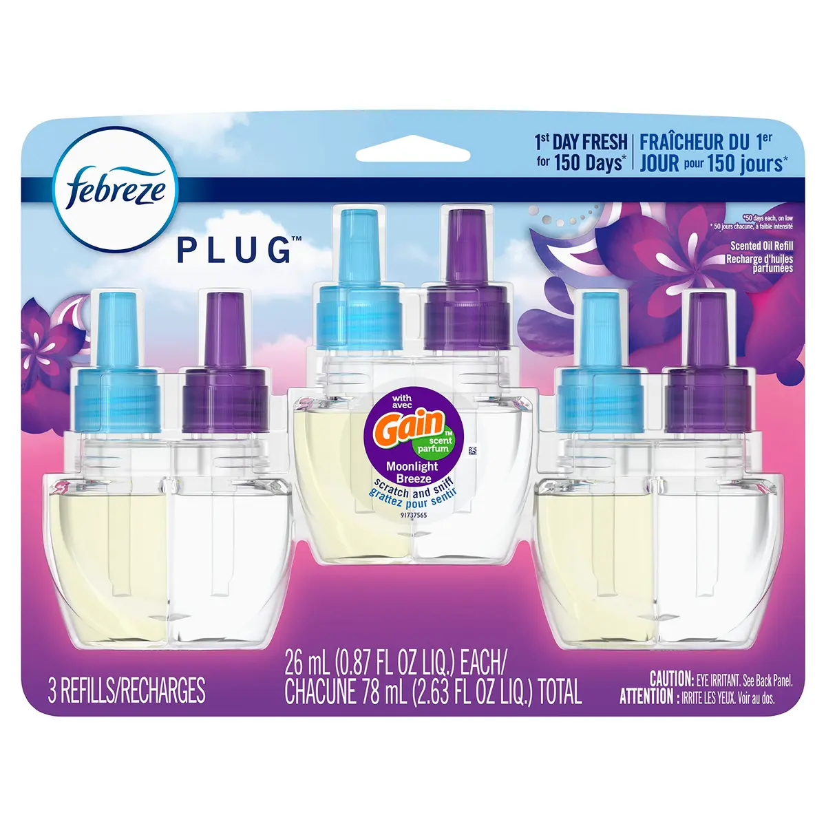 Febreze Fade Defy Plug In Air Freshener Refill, Gain Moonlight Breeze Scent, 3 Count | Lasts 50 Days on Low - view 8