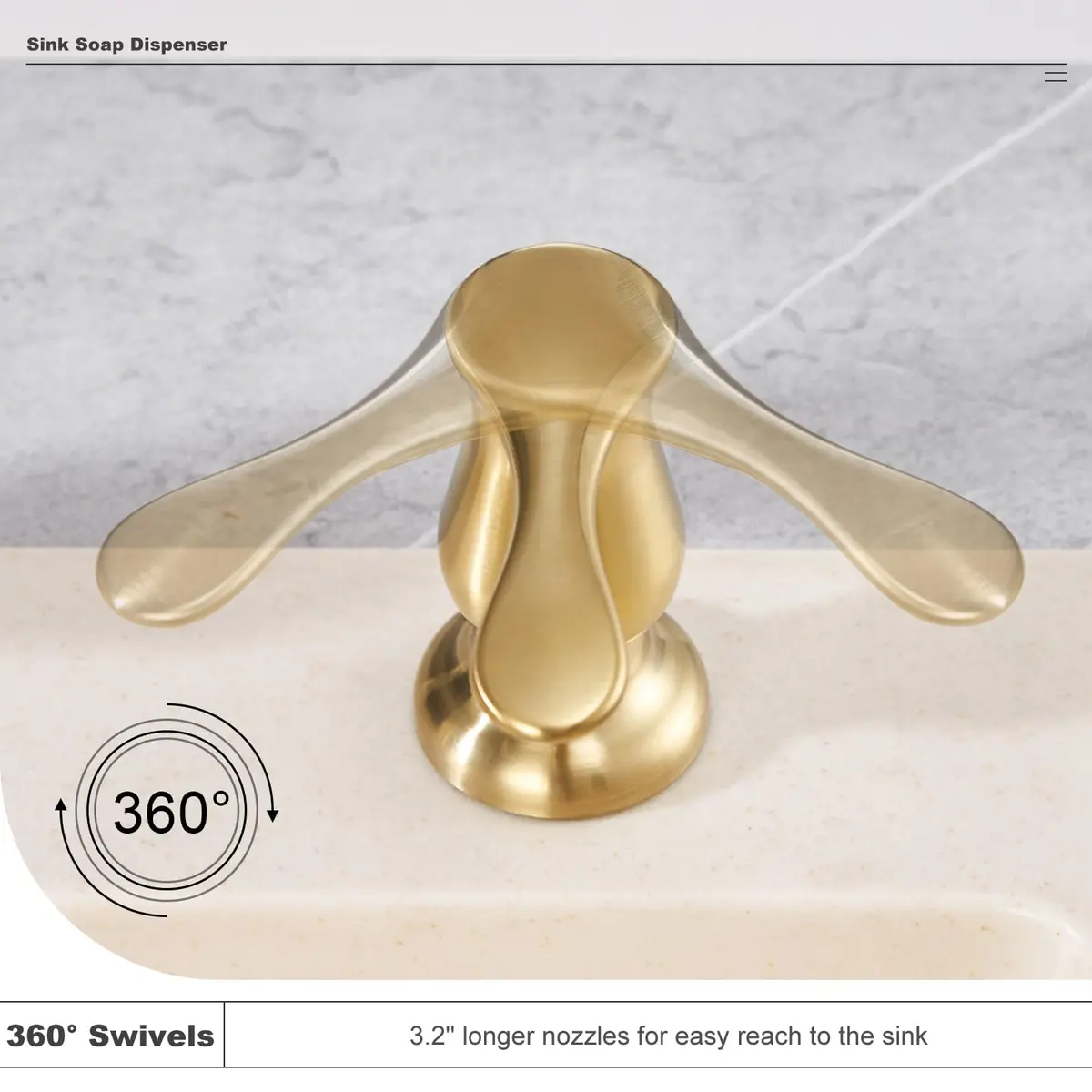 GAGALIFE Kitchen Sink Soap Dispenser Brushed Gold | Built-In, Durable & Stylish (70-120 chars) - view 4