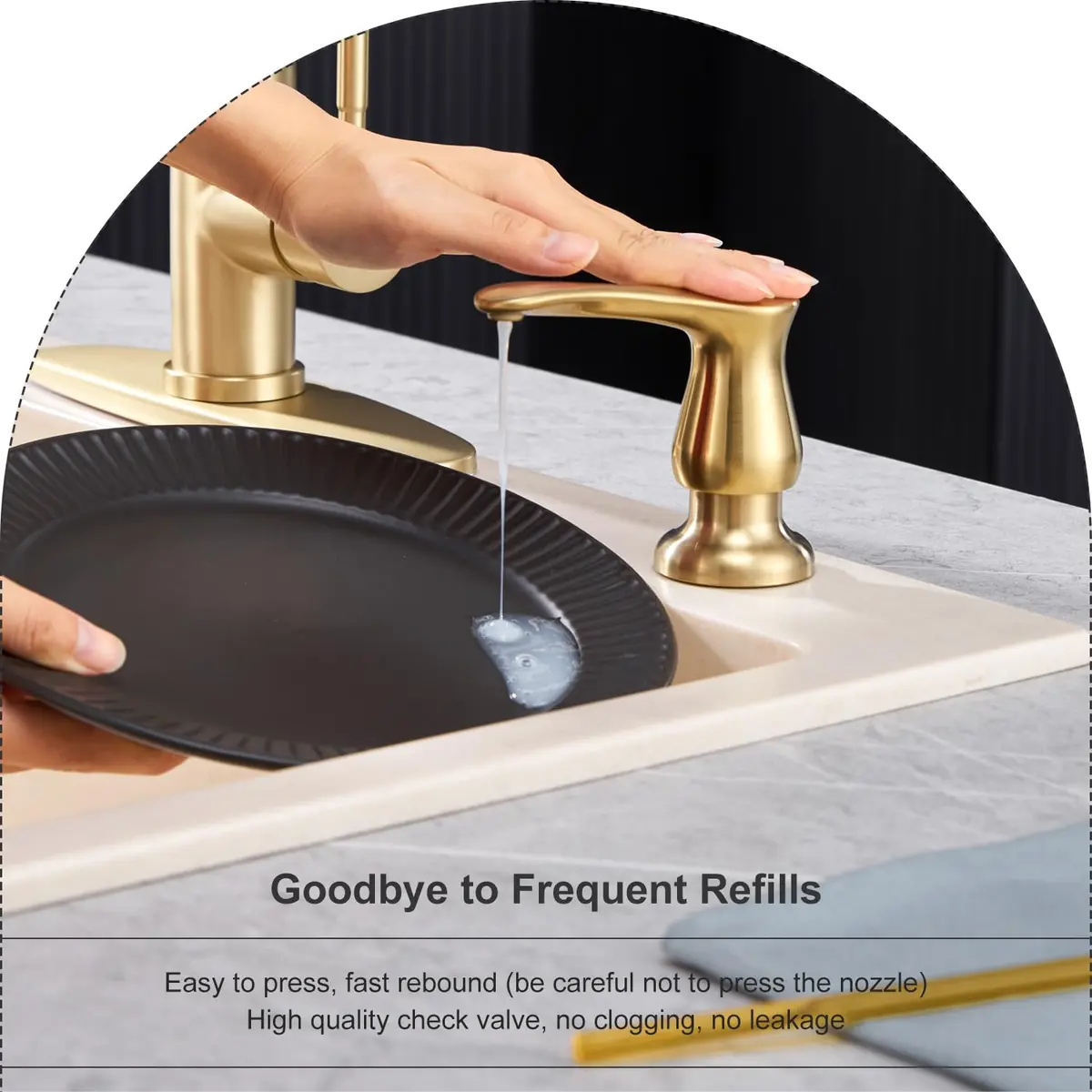GAGALIFE Kitchen Sink Soap Dispenser Brushed Gold | Built-In, Durable & Stylish (70-120 chars) - view 5