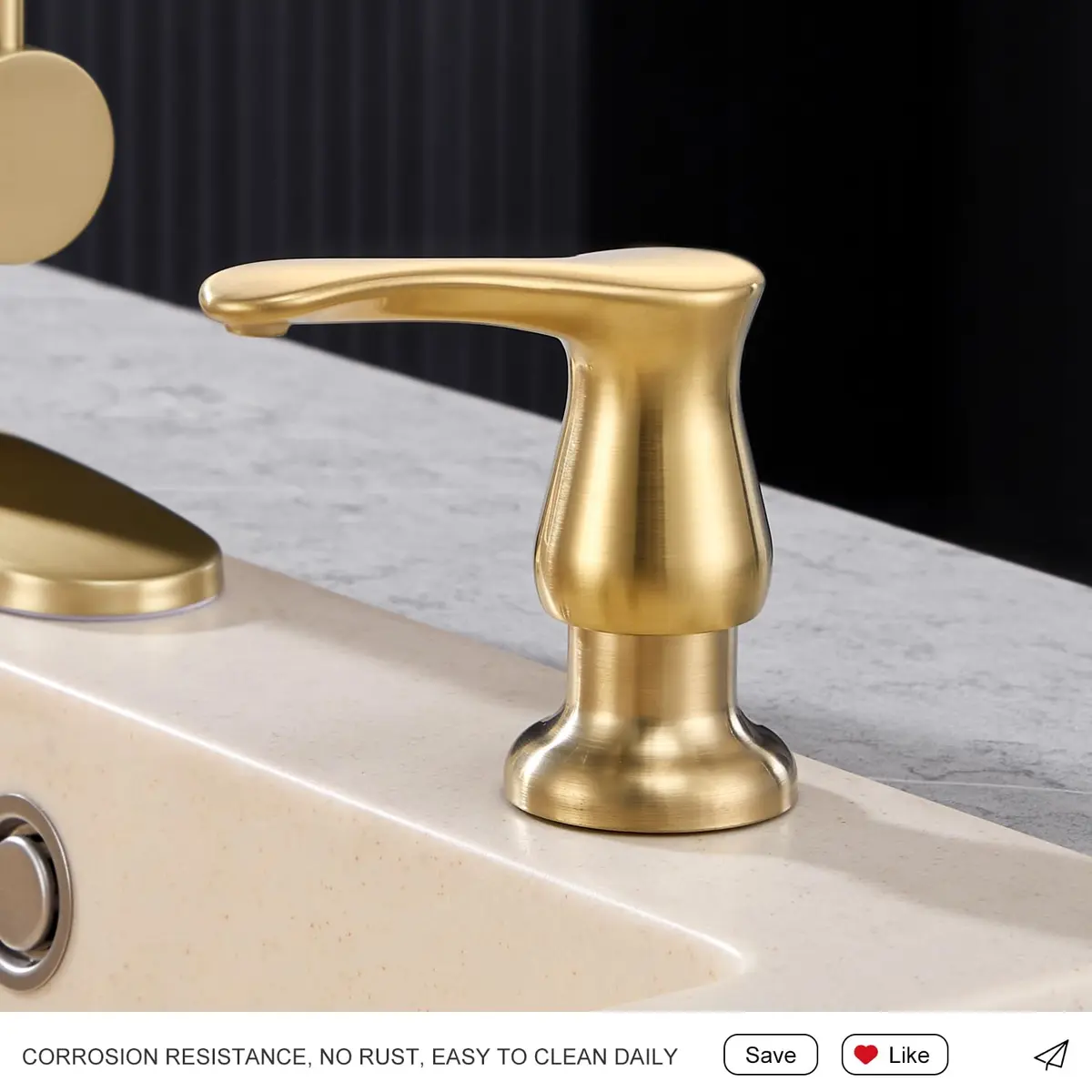 GAGALIFE Kitchen Sink Soap Dispenser Brushed Gold | Built-In, Durable & Stylish (70-120 chars) - view 6