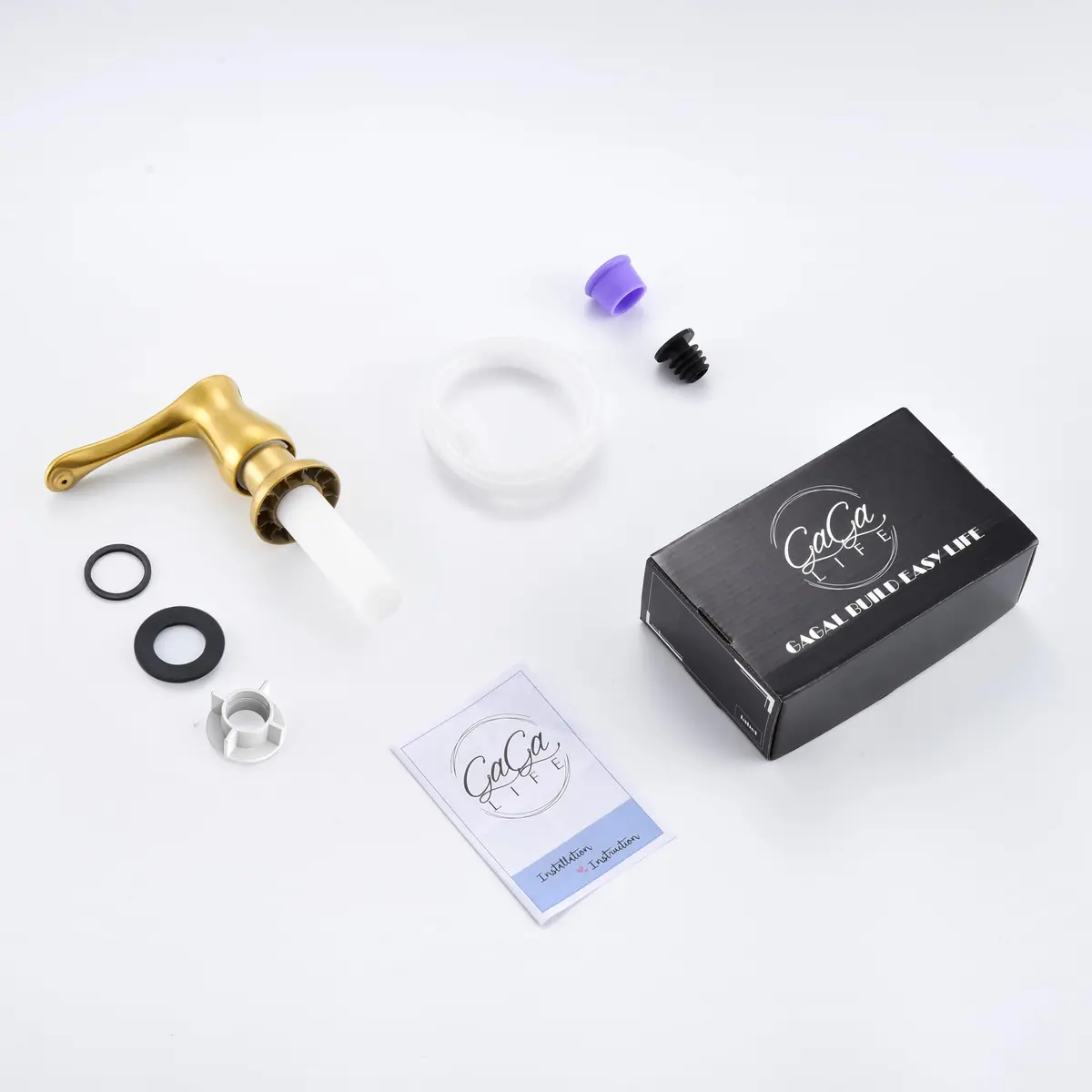 GAGALIFE Kitchen Sink Soap Dispenser Brushed Gold | Built-In, Durable & Stylish (70-120 chars) - view 8