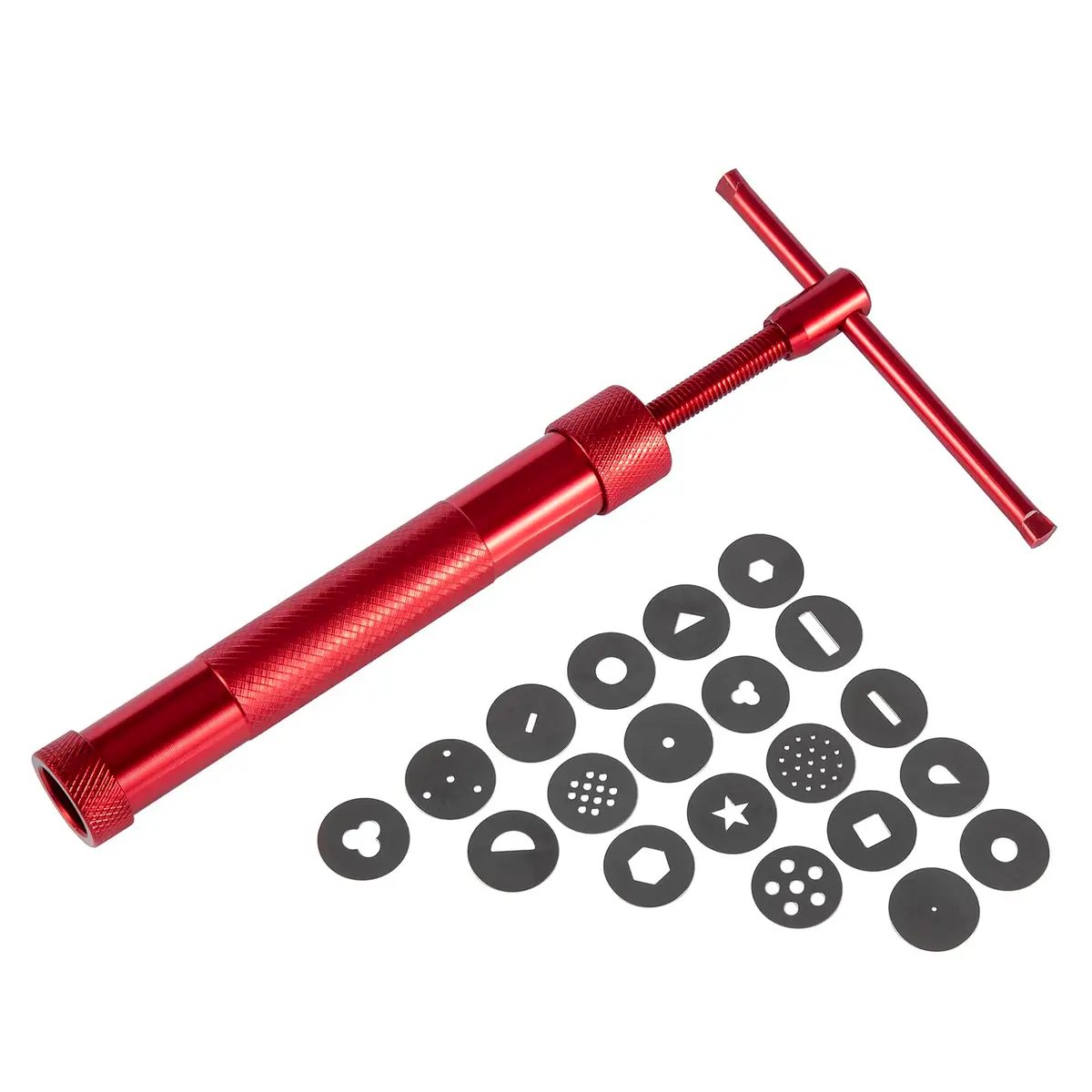 YAMHOHO Red Clay Extruder Tool Set with 20 Discs | Stainless Steel Fondant Decorating Tool for Pottery and Cake Craft - view 4