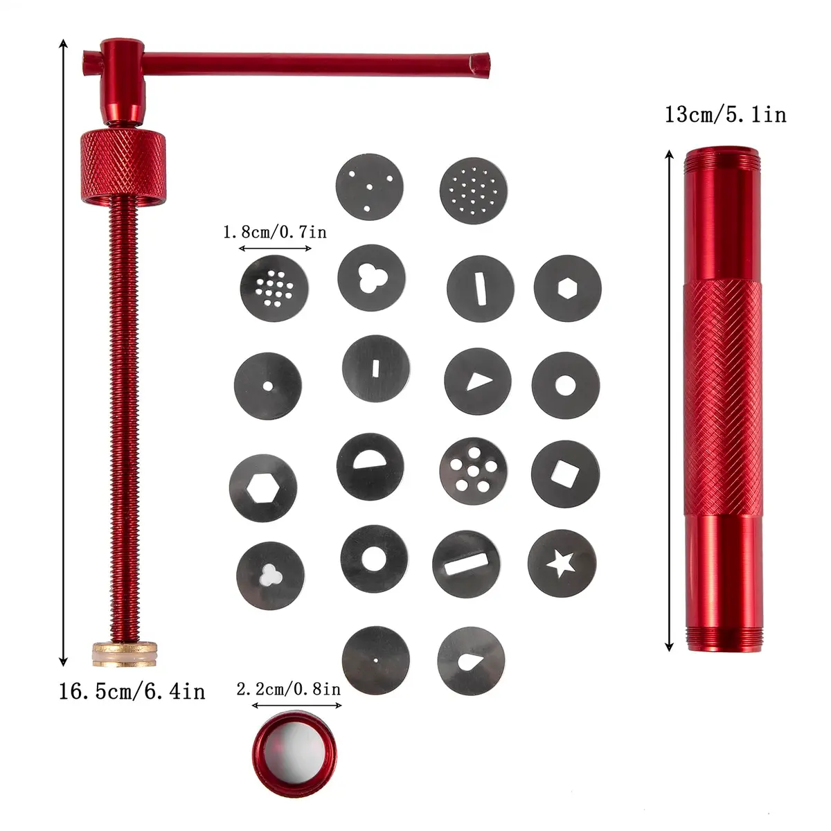 YAMHOHO Red Clay Extruder Tool Set with 20 Discs | Stainless Steel Fondant Decorating Tool for Pottery and Cake Craft - view 2