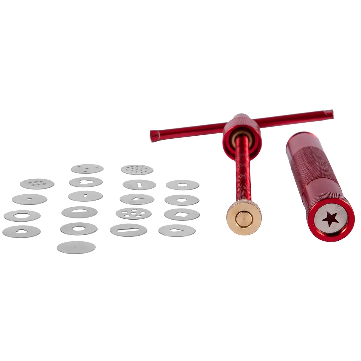 YAMHOHO Red Clay Extruder Tool Set with 20 Discs | Stainless Steel Fondant Decorating Tool for Pottery and Cake Craft - view 3