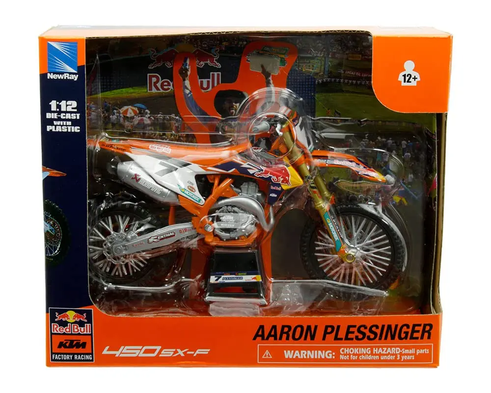 NewRay Motorcycles 1:12 Compatible with KTM 450 SX-F Red Bull KTM #7 Aaron Plessinger | Die-cast Replica, 42cm, Red - view 2