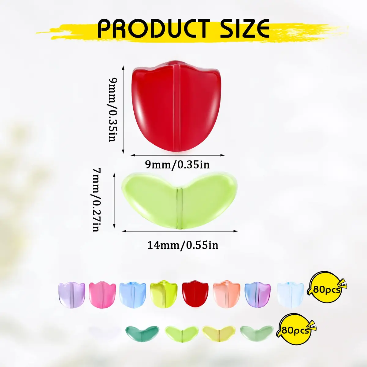 SAVITA 160pcs Tulip Flower Beads | Colorful Translucent Glass for Jewelry Making - view 2