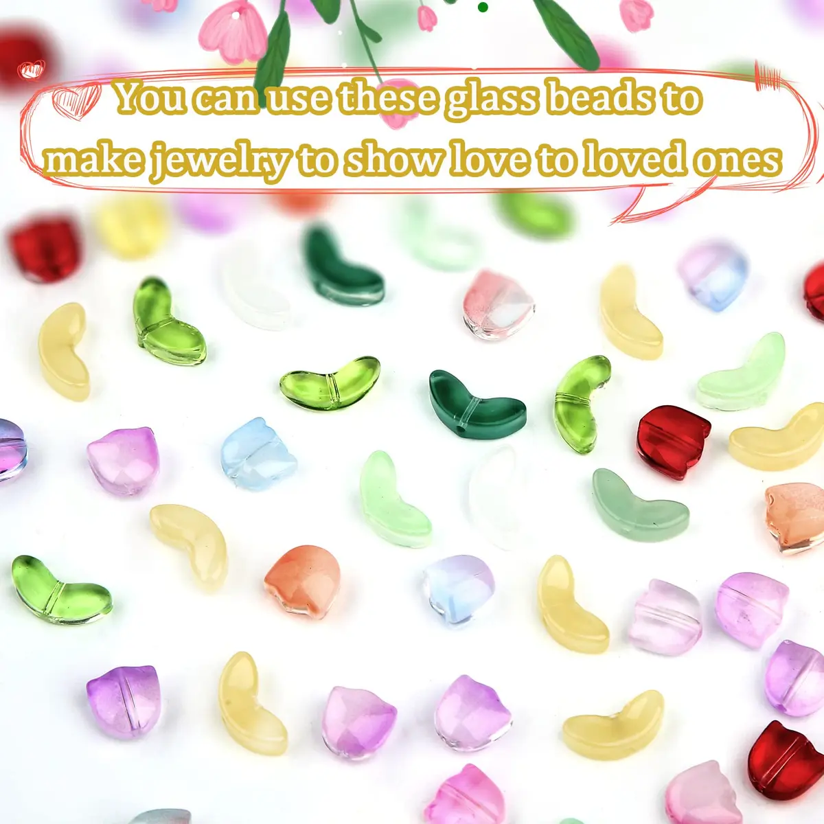 SAVITA 160pcs Tulip Flower Beads | Colorful Translucent Glass for Jewelry Making - view 3