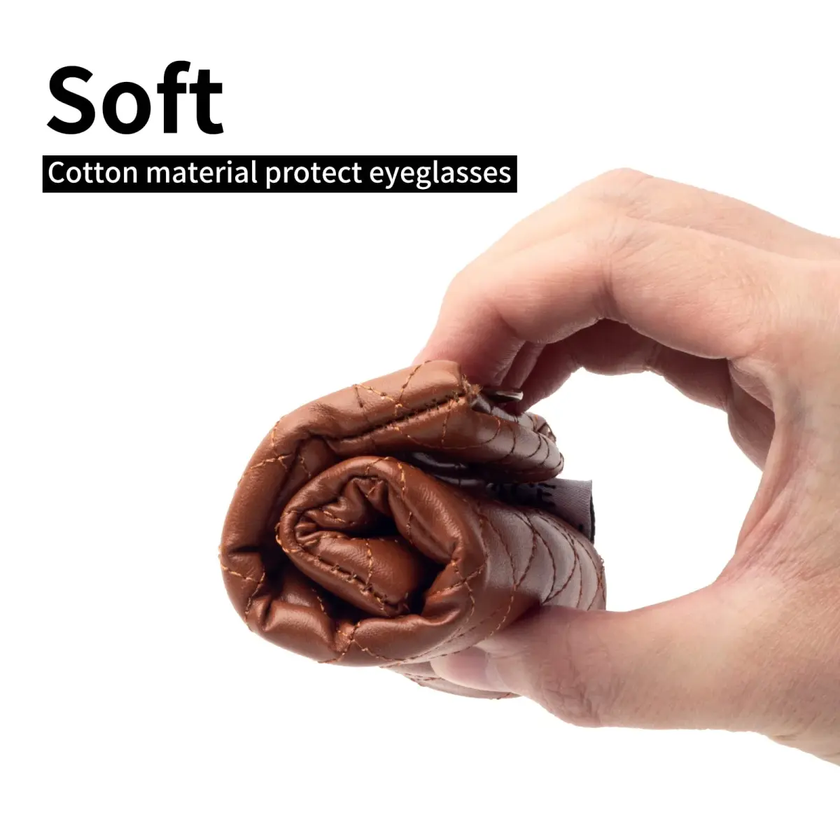 Face Shadow Double Glasses Case Soft Eyeglass Case for Women & Men | PU Leather with Stitched Cleaning Cloth - view 5