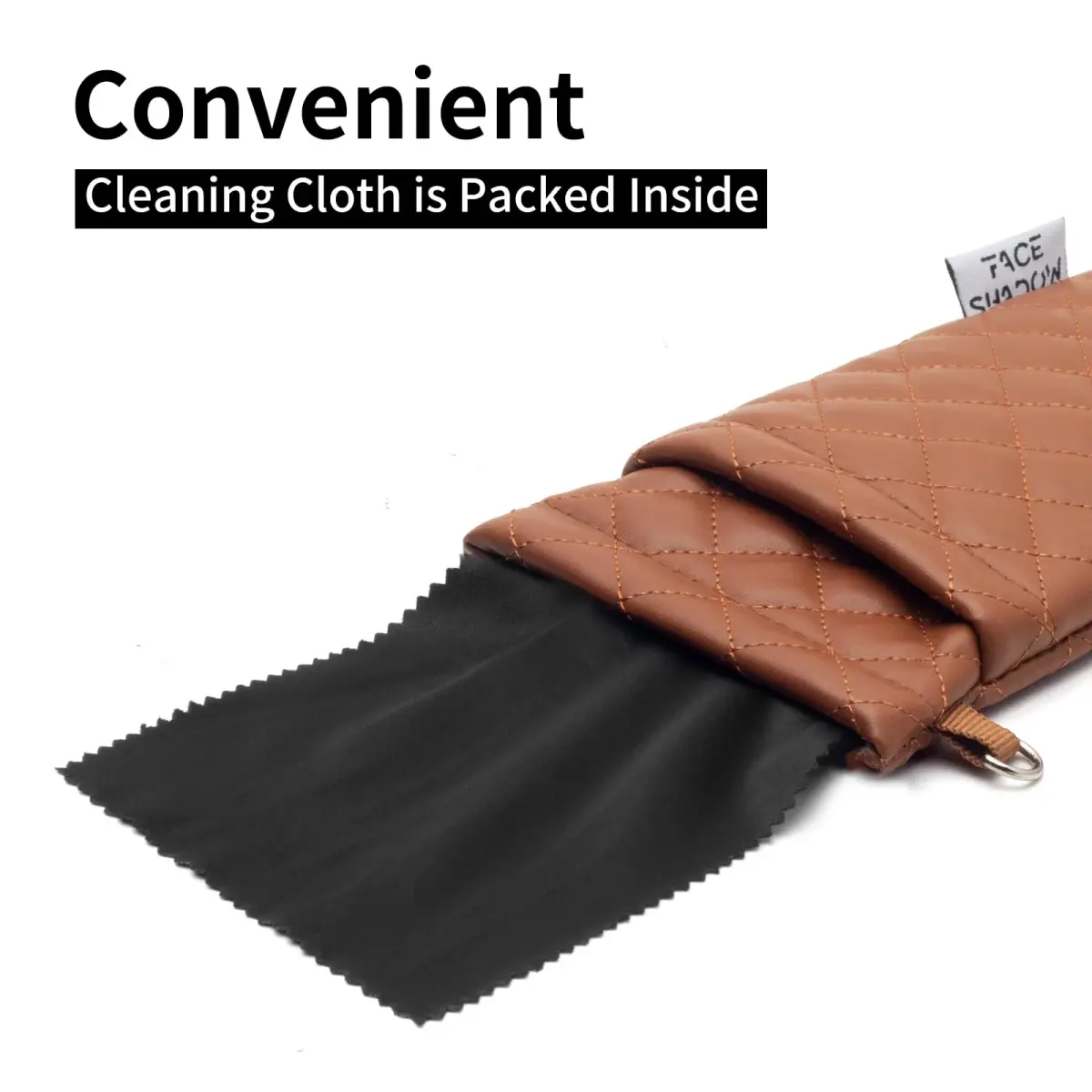 Face Shadow Double Glasses Case Soft Eyeglass Case for Women & Men | PU Leather with Stitched Cleaning Cloth - view 4
