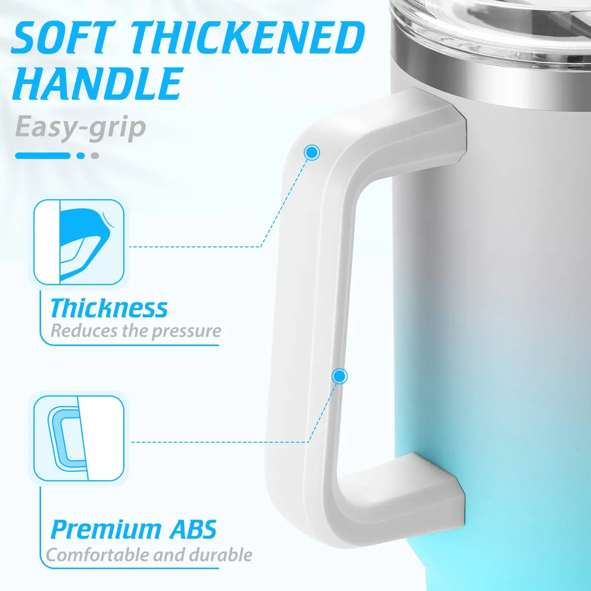 TaroKitc 40 oz Insulated Tumbler with Handle | Stainless Steel Travel Mug Keeps Cold 34H - view 4