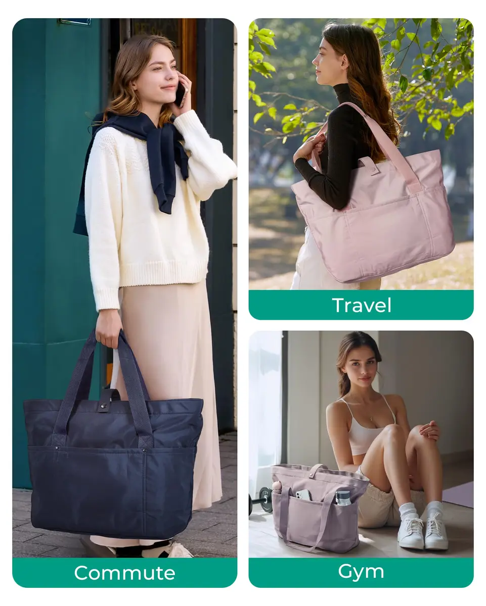 BAGSMART Foldable Tote Bag for Women | Large Capacity, Water-Resistant, Travel & Work Friendly - view 2