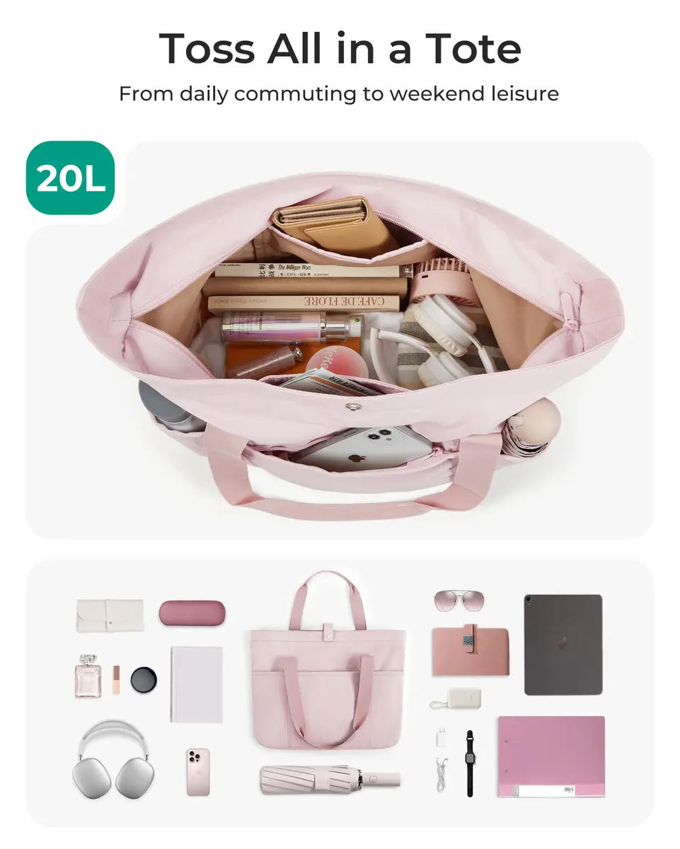 BAGSMART Foldable Tote Bag for Women | Large Capacity, Water-Resistant, Travel & Work Friendly - view 3