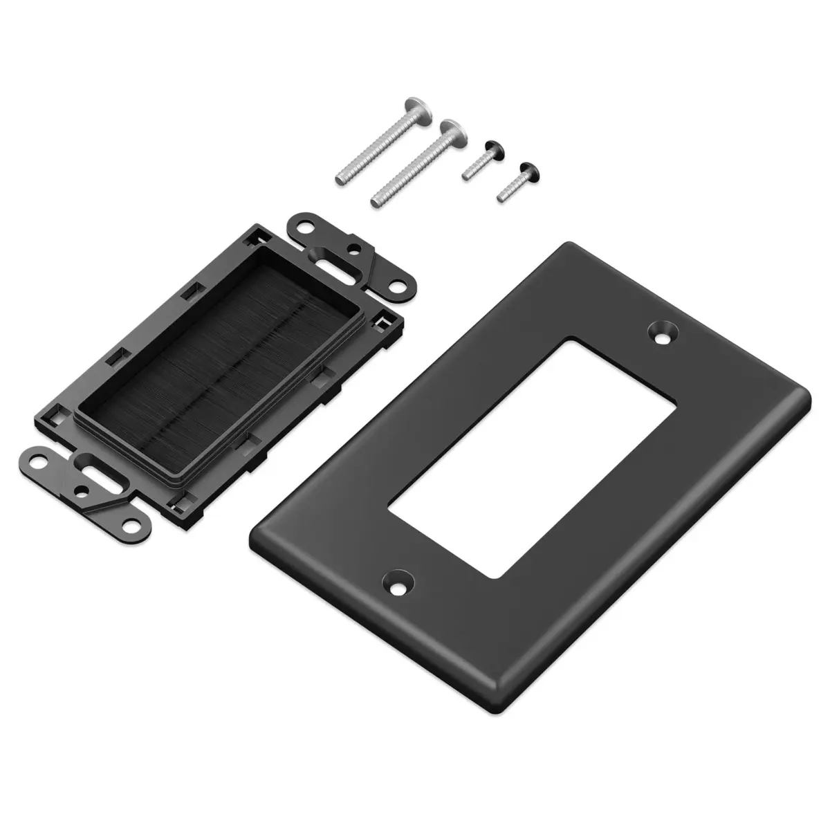 iwillink Black Brush Wall Plate 10 Pack | Single Gang Cable Pass Through Insert for Wires - view 4