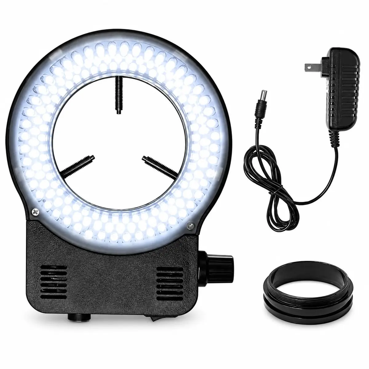 Gringoo 144 LED Ring Light Illuminator for Stereo Microscopes, White Adjustable Ring Light Lamp with 48mm Adapter Ring | Bright Shadow-Free Illumination - main product image