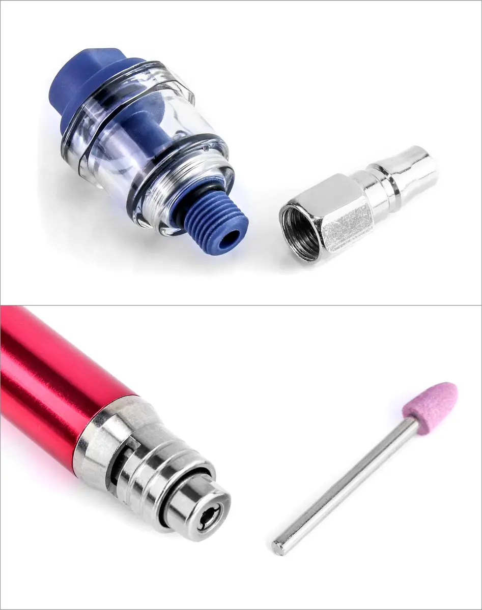 QWORK Air Micro Grinder 2 Set 1/8" Mini Pencil Polishing Cutting Tool Pneumatic Die Grinder 65000 RPM - view 3
