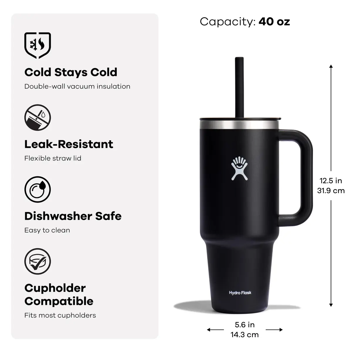 Hydro Flask 32 Oz Travel Tumbler with Handle & Straw | 946ml (32 Oz) Indigo Blue - view 6