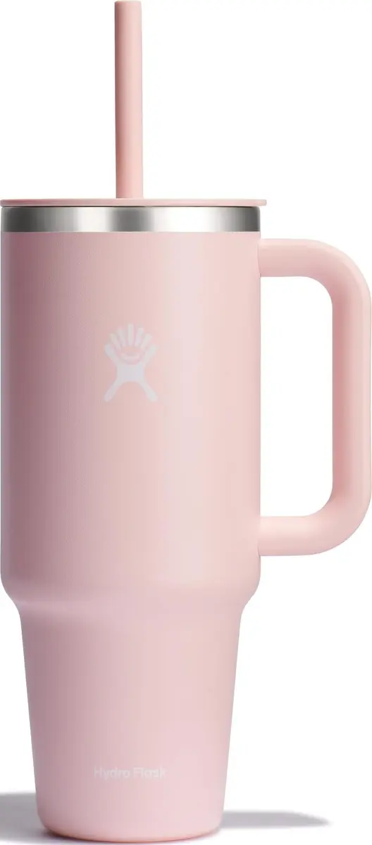 Hydro Flask Travel Tumbler with Handle, Lid and Straw - Insulated Stainless Steel 1183ml (40 Oz) Trillium | Keeps Drinks Cold for Hours - main product image