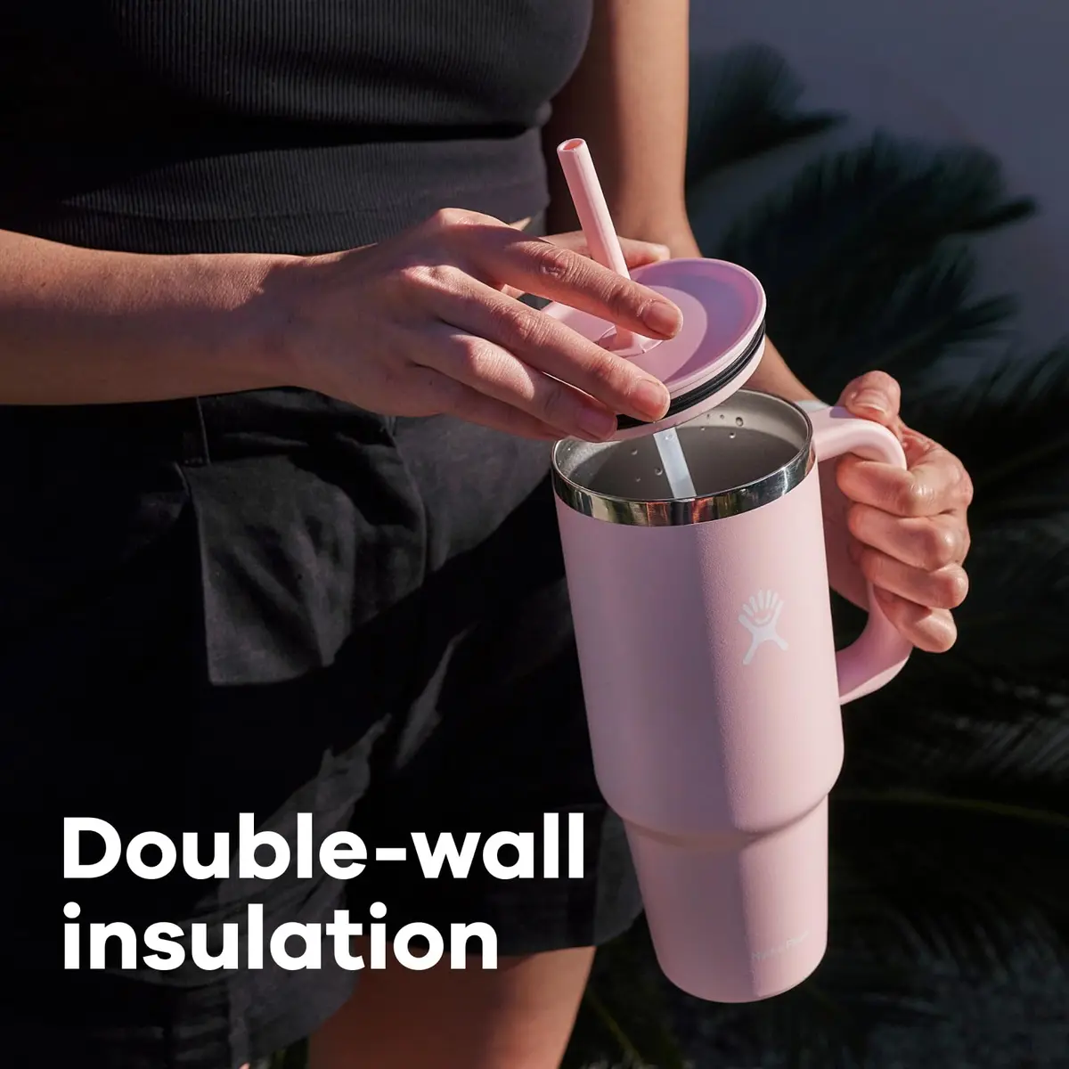 Hydro Flask Travel Tumbler with Handle, Lid and Straw - Insulated Stainless Steel 1183ml (40 Oz) Trillium | Keeps Drinks Cold for Hours - view 4