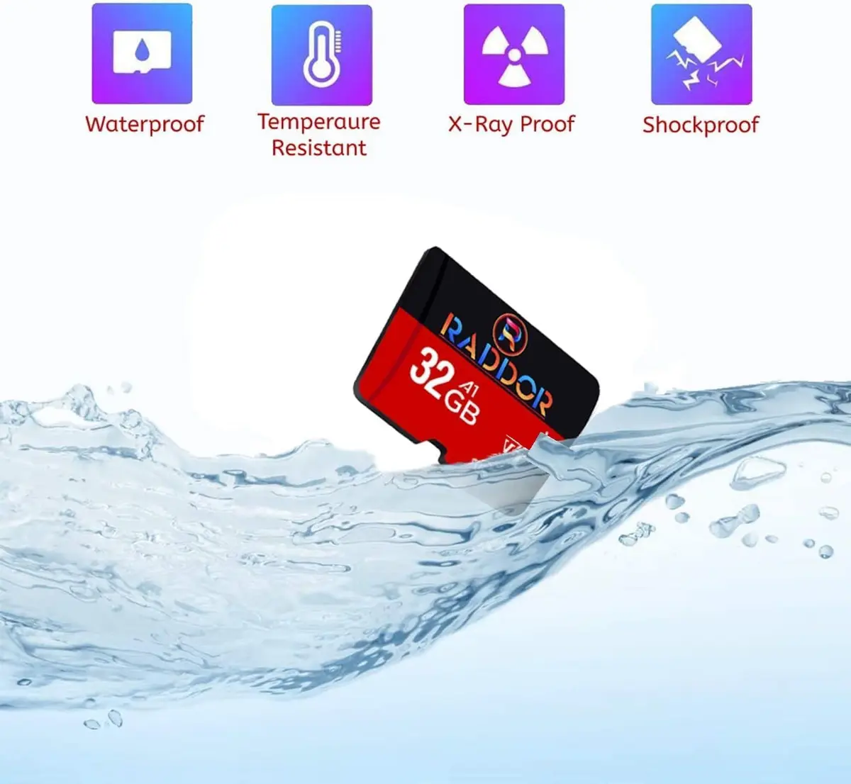 R Raddor Memory Card 32GB 5Pack | 4K Ultra HD, U3, V30, Class10, Lightning Fast 95MB/s - view 7