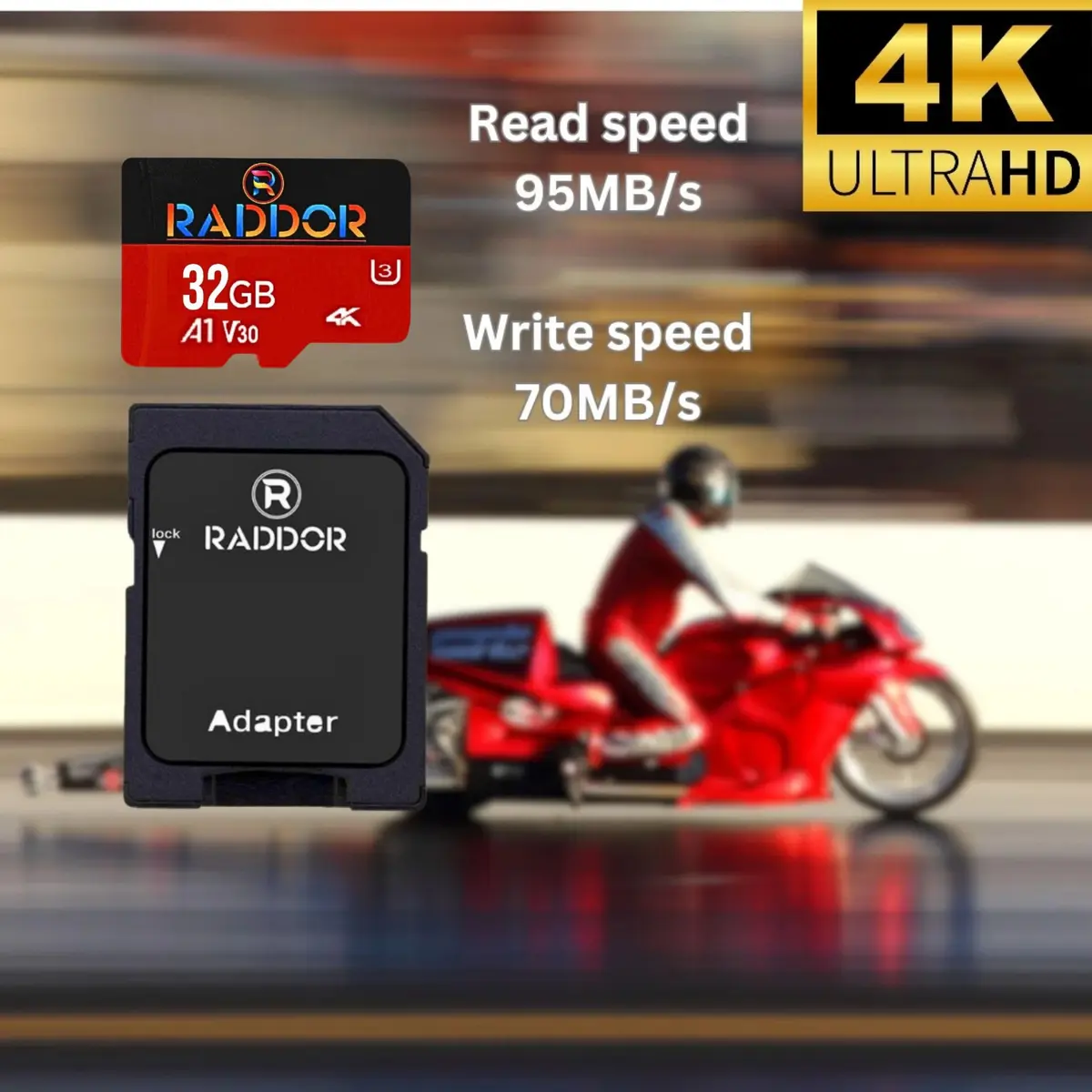 R Raddor Memory Card 32GB 5Pack | 4K Ultra HD, U3, V30, Class10, Lightning Fast 95MB/s - view 2