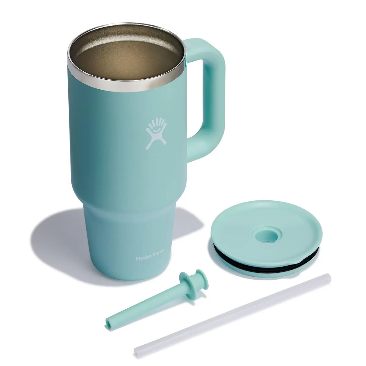 Hydro Flask Travel Tumbler with Handle, Lid and Straw - Insulated Stainless Steel 946ml (32 Oz) Dew | Keeps Drinks Cold for Hours - view 4