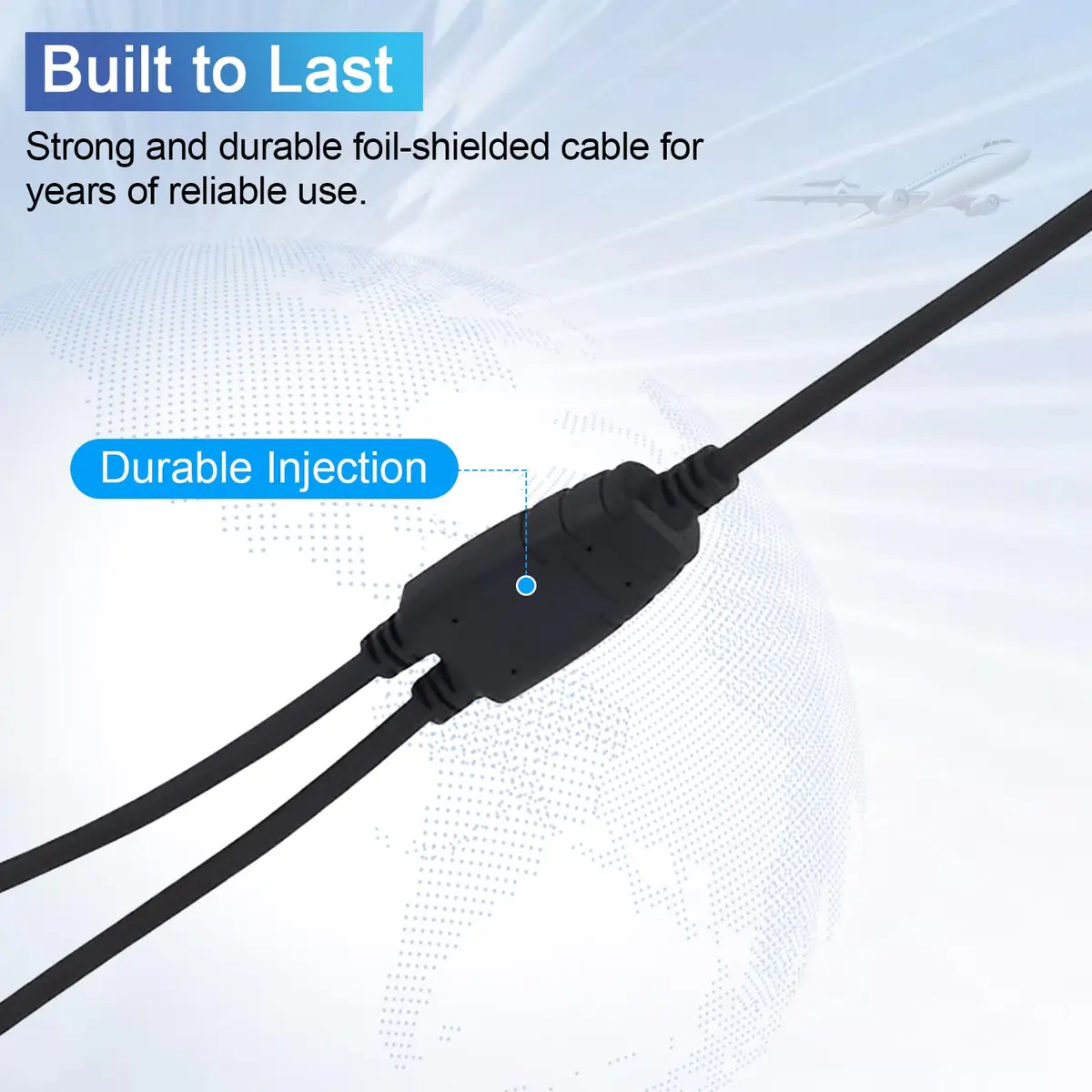 WODASEN Airbus Headset Adapter for General Aviation Dual Jacks to Airbus XLR 5 Pin, Black - view 5