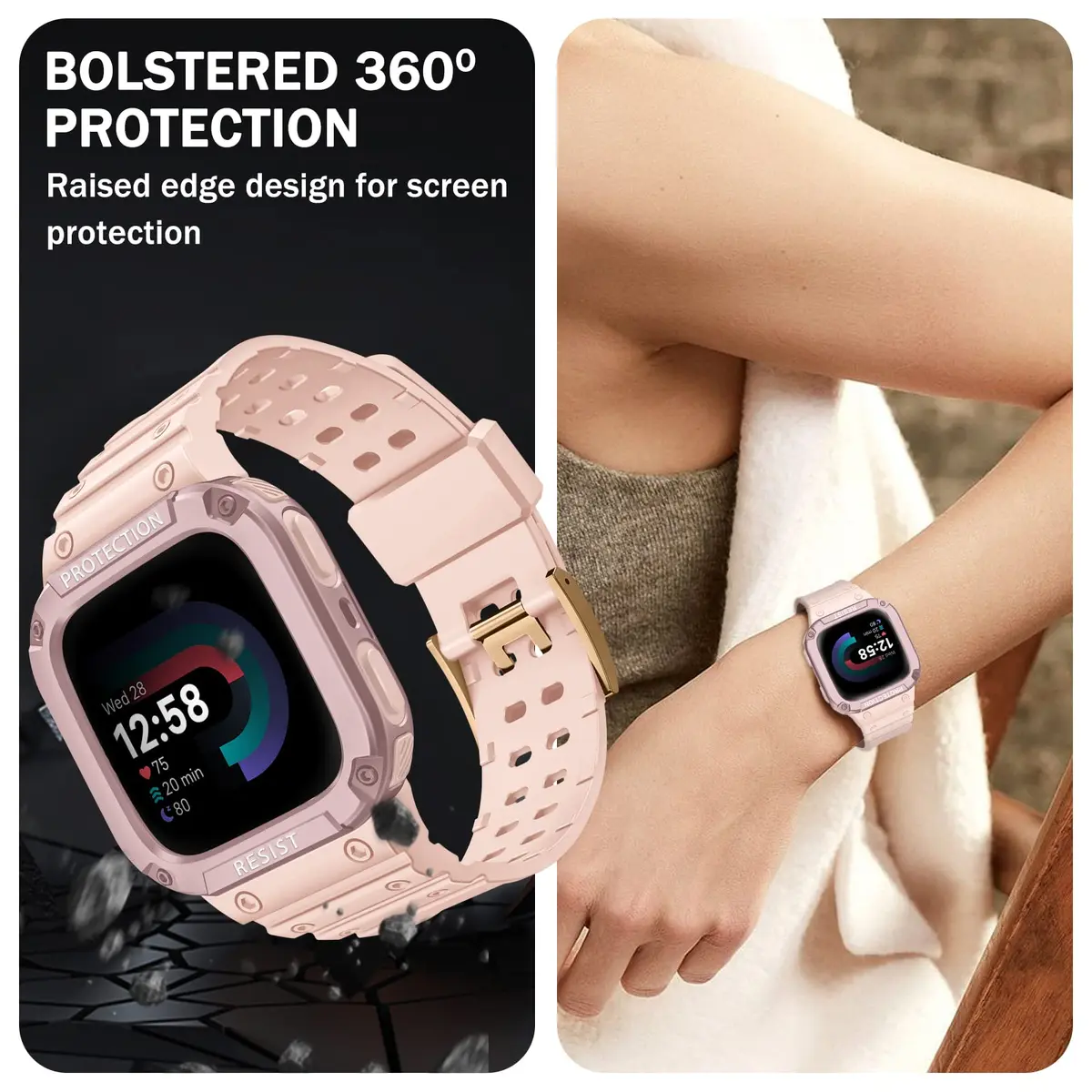 FINTIE Rugged Band with Case for Fitbit Versa 4/3/2/1 & Sense 2/1 | 165mm-245mm Wrist Size - view 4