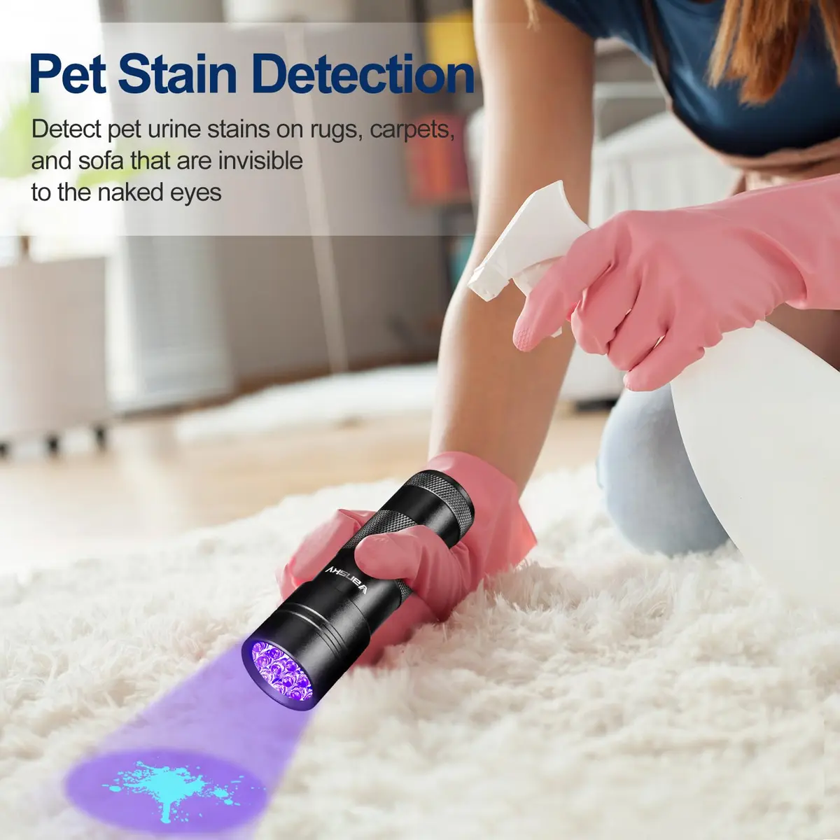 Vansky Black 2 Pack Tool | UV Pet Urine & Stain Detector, 395nm, 12 LED, Waterproof Aluminum Alloy, 5+ Hours Runtime - view 3