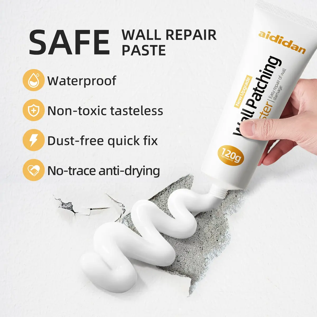 aididan Drywall Repair Kit Wall Patch Paste | Fast Drying, Waterproof, Multi-Surface (1 Pack) - view 3