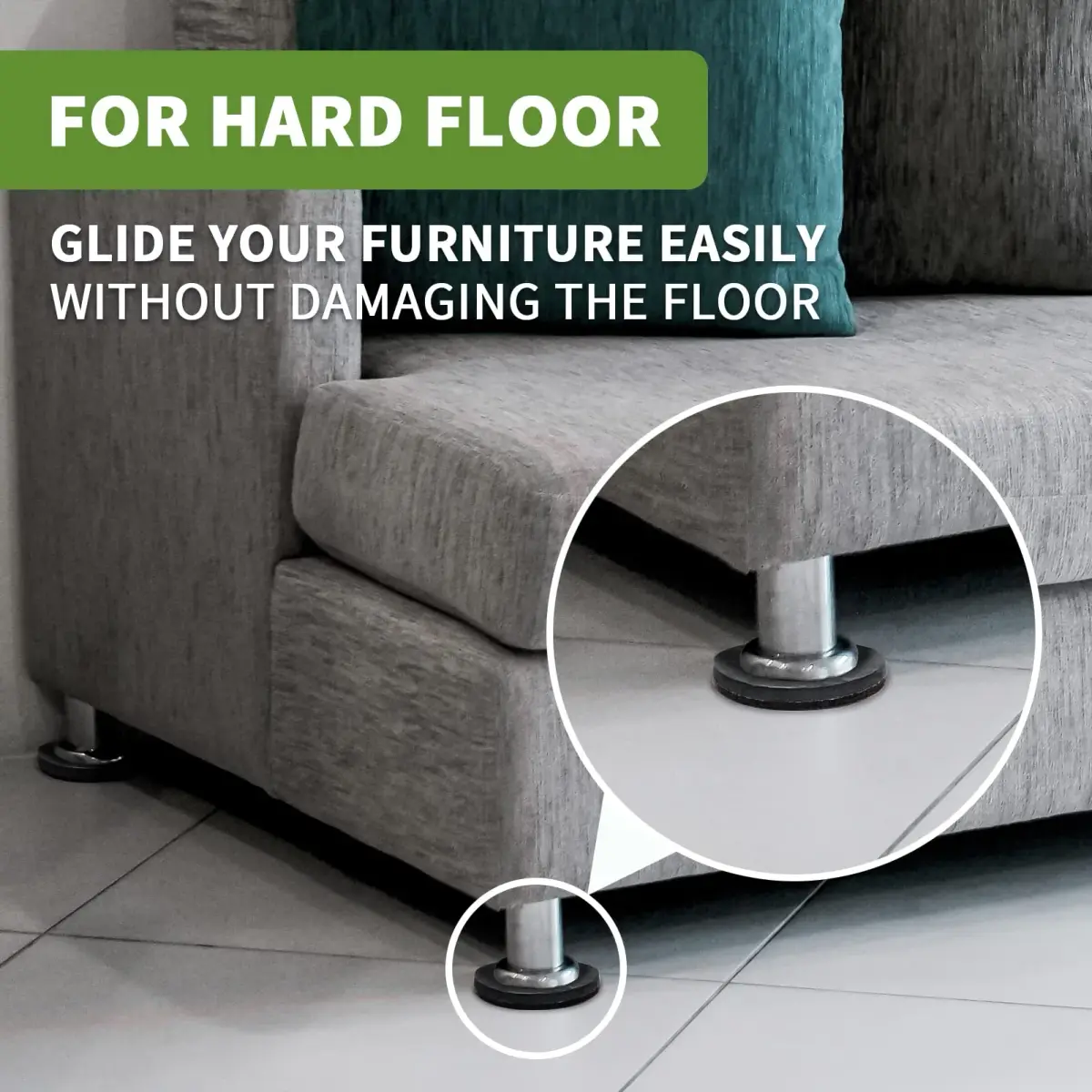 COVERCORNER Felt Furniture Sliders for Hardwood Floors 8 PCS, 3 1/2" (8.9 cm) | Easy Furniture Moving & Floor Protection - view 4